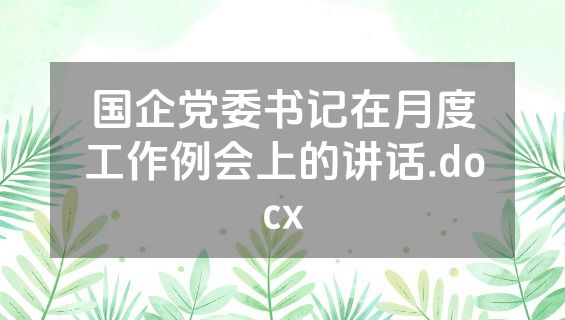 国企党委书记在月度工作例会上的讲话.docx