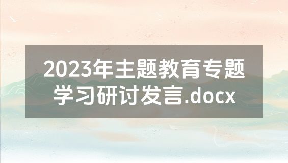2023年主题教育专题学习研讨发言.docx