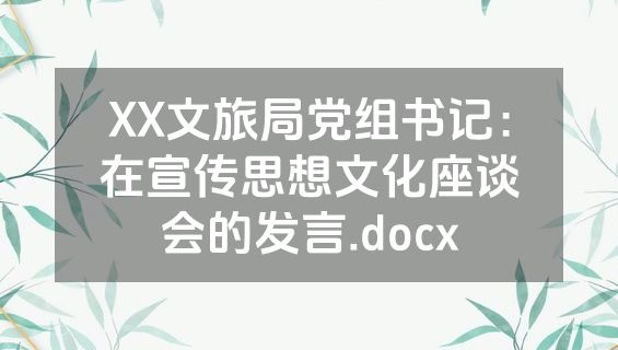 XX文旅局党组书记：在宣传思想文化座谈会的发言.docx