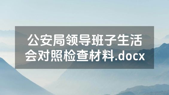 公安局领导班子生活会对照检查材料.docx