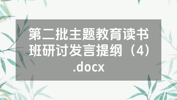 第二批主题教育读书班研讨发言提纲（4）.docx
