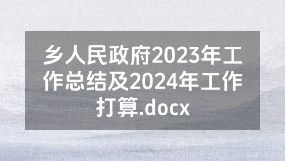 乡人民政府2023年工作总结及2024年工作打算.docx