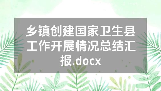 乡镇创建国家卫生县工作开展情况总结汇报.docx
