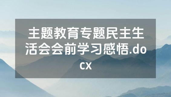 主题教育专题民主生活会会前学习感悟.docx