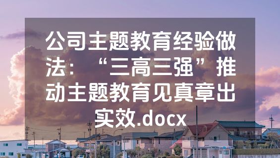 公司主题教育经验做法：“三高三强”推动主题教育见真章出实效.docx