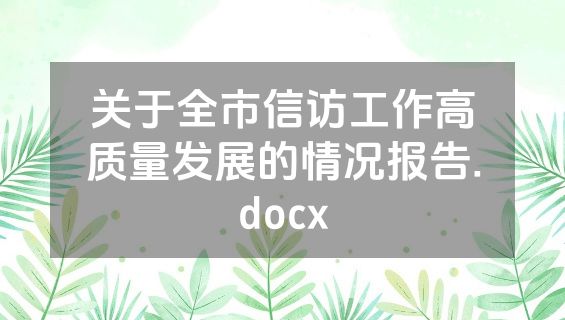 关于全市信访工作高质量发展的情况报告.docx