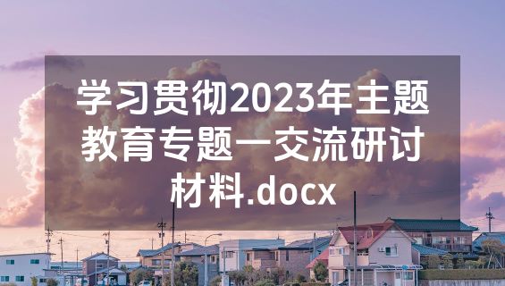 学习贯彻2023年主题教育专题一交流研讨材料.docx