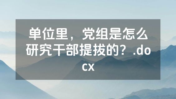 单位里，党组是怎么研究干部提拔的？.docx