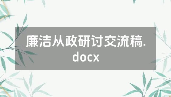 廉洁从政研讨交流稿.docx