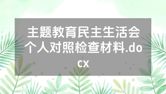 主题教育民主生活会个人对照检查材料.docx