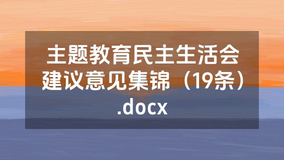 主题教育民主生活会建议意见集锦（19条）.docx