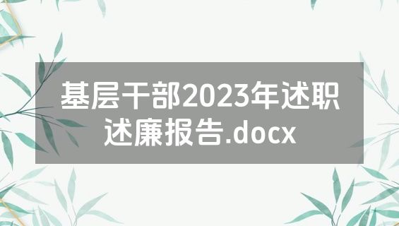 基层干部2023年述职述廉报告.docx