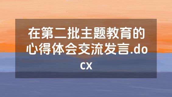 在第二批主题教育的心得体会交流发言.docx
