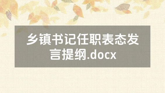 乡镇书记任职表态发言提纲.docx