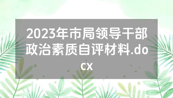 2023年市局领导干部政治素质自评材料.docx