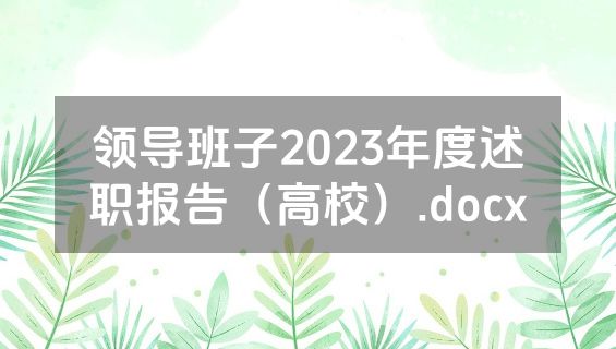 领导班子2023年度述职报告（高校）.docx