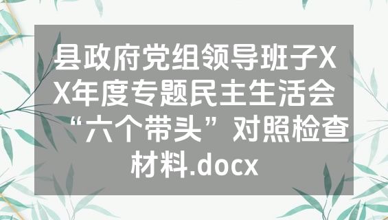 县政府党组领导班子XX年度专题民主生活会“六个带头”对照检查材料.docx