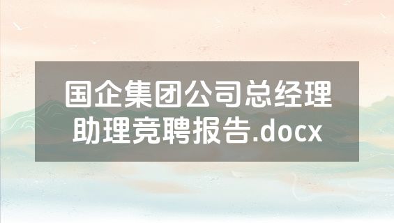 国企集团公司总经理助理竞聘报告.docx