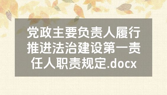 党政主要负责人履行推进法治建设第一责任人职责规定.docx