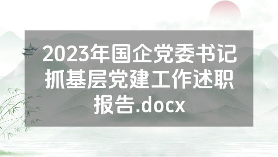 2023年国企党委书记抓基层党建工作述职报告.docx