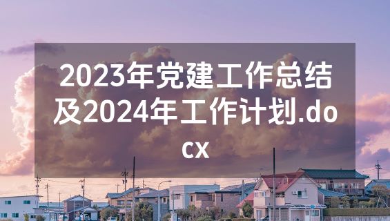 2023年党建工作总结及2024年工作计划.docx