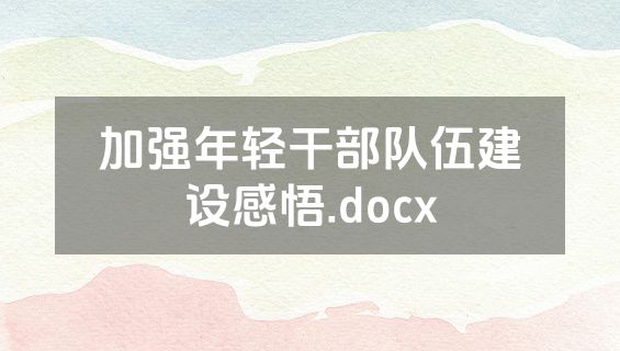 加强年轻干部队伍建设感悟.docx