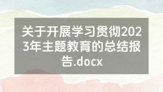 关于开展学习贯彻2023年主题教育的总结报告.docx