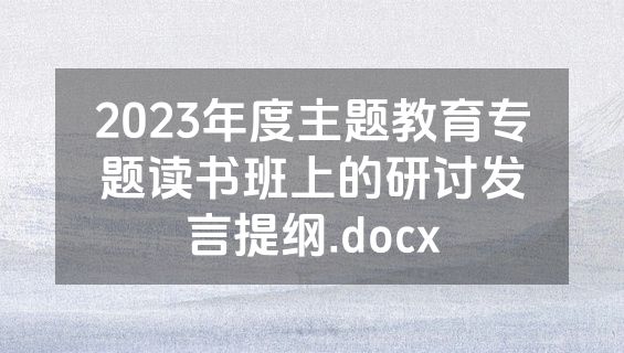 2023年度主题教育专题读书班上的研讨发言提纲.docx