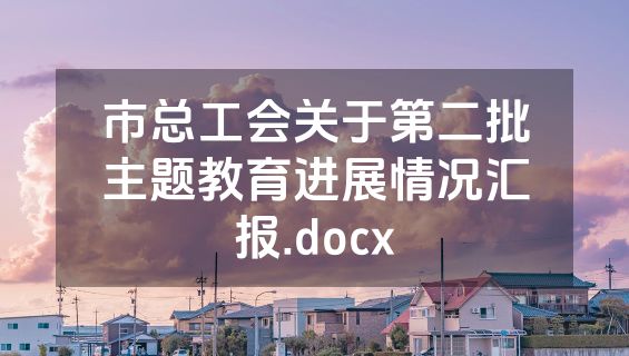 市总工会关于第二批主题教育进展情况汇报.docx