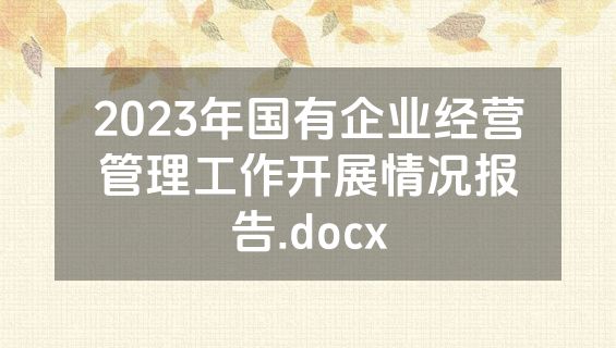 2023年国有企业经营管理工作开展情况报告.docx