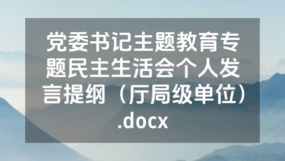 党委书记主题教育专题民主生活会个人发言提纲（厅局级单位）.docx