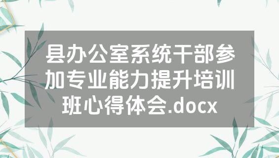 县办公室系统干部参加专业能力提升培训班心得体会.docx