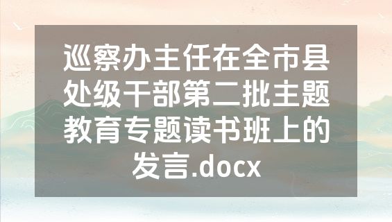 巡察办主任在全市县处级干部第二批主题教育专题读书班上的发言.docx