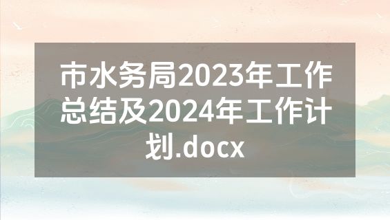 市水务局2023年工作总结及2024年工作计划.docx