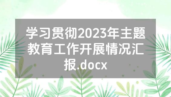 学习贯彻2023年主题教育工作开展情况汇报.docx