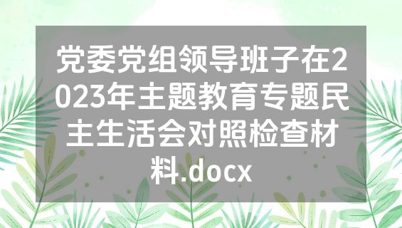 党委党组领导班子在2023年主题教育专题民主生活会对照检查材料.docx