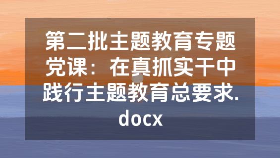 第二批主题教育专题党课：在真抓实干中践行主题教育总要求.docx