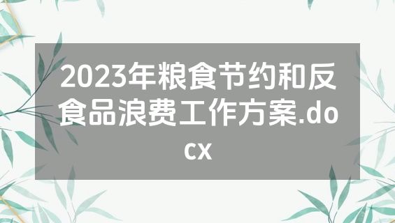 2023年粮食节约和反食品浪费工作方案.docx