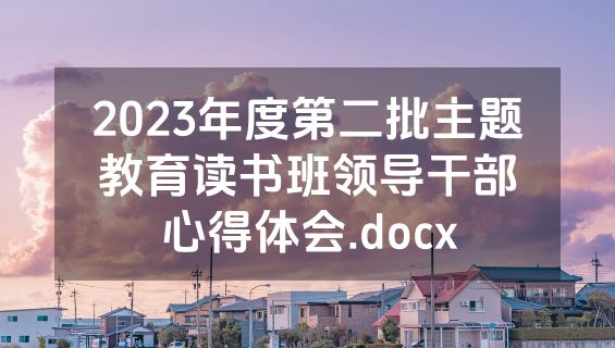 2023年度第二批主题教育读书班领导干部心得体会.docx