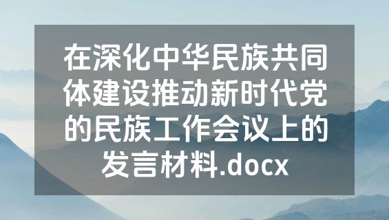 在深化中华民族共同体建设推动新时代党的民族工作会议上的发言材料.docx