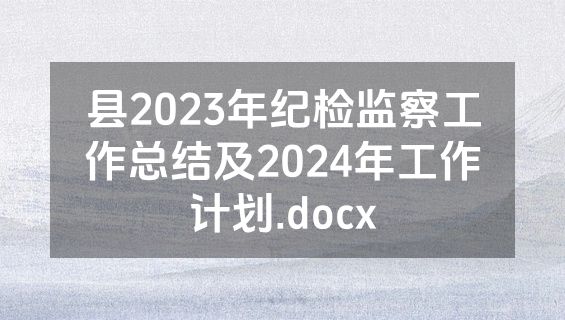 县2023年纪检监察工作总结及2024年工作计划.docx
