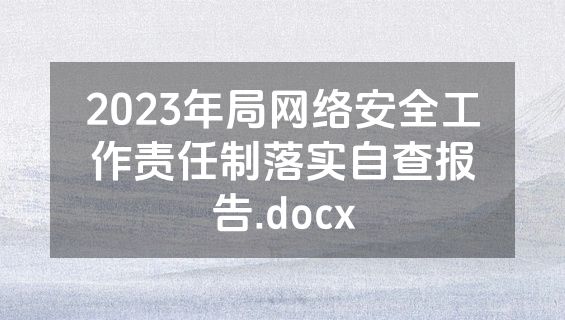 2023年局网络安全工作责任制落实自查报告.docx