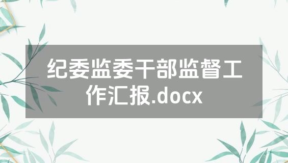 纪委监委干部监督工作汇报.docx