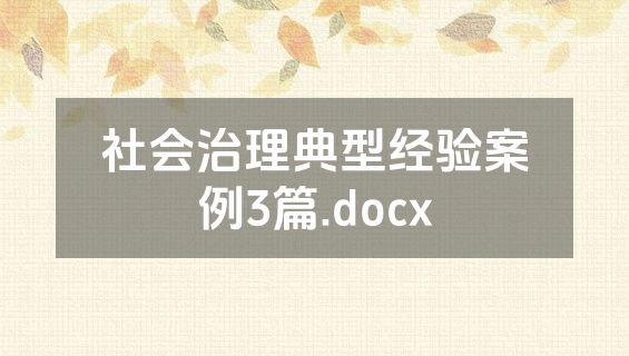 社会治理典型经验案例3篇.docx