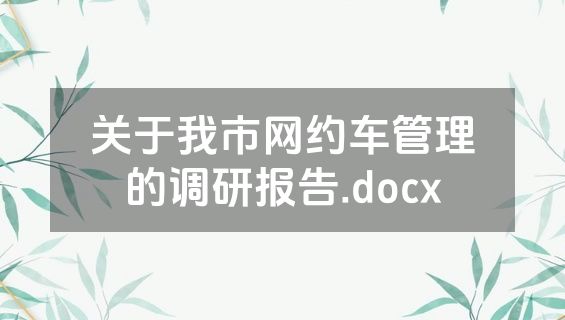关于我市网约车管理的调研报告.docx