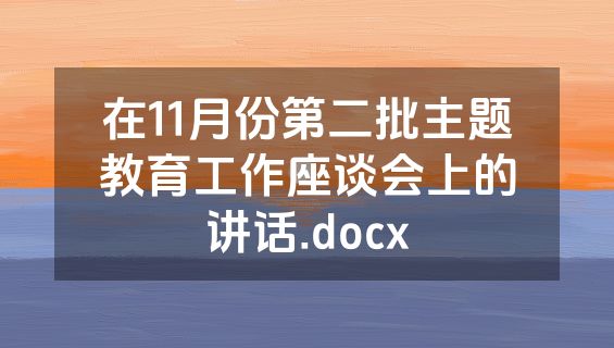 在11月份第二批主题教育工作座谈会上的讲话.docx