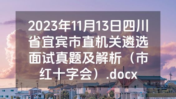 2023年11月13日四川省宜宾市直机关遴选面试真题及解析（市红十字会）.docx
