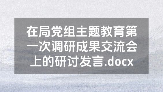 在局党组主题教育第一次调研成果交流会上的研讨发言.docx