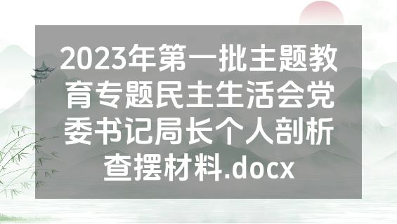 2023年第一批主题教育专题民主生活会党委书记局长个人剖析查摆材料.docx