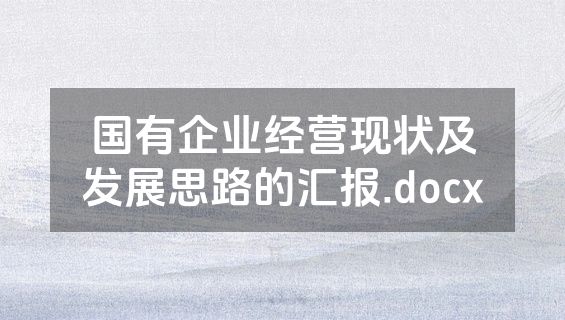 国有企业经营现状及发展思路的汇报.docx